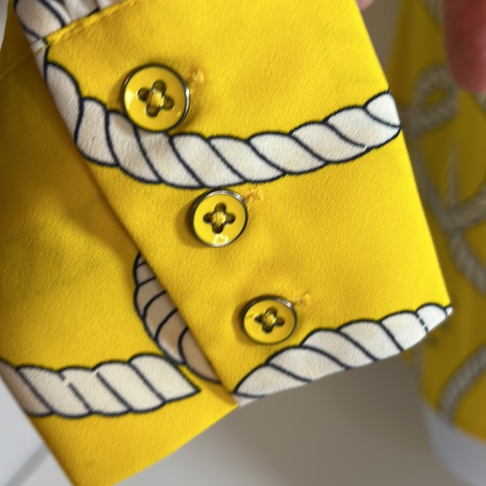 Women’s Cabi drop waist pendulum blouse bright yellow nautical print SZ M - Picture 5 of 12